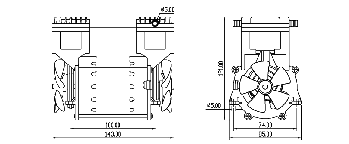 HP-200V活塞(sai)真空泵 尺寸(cun)圖