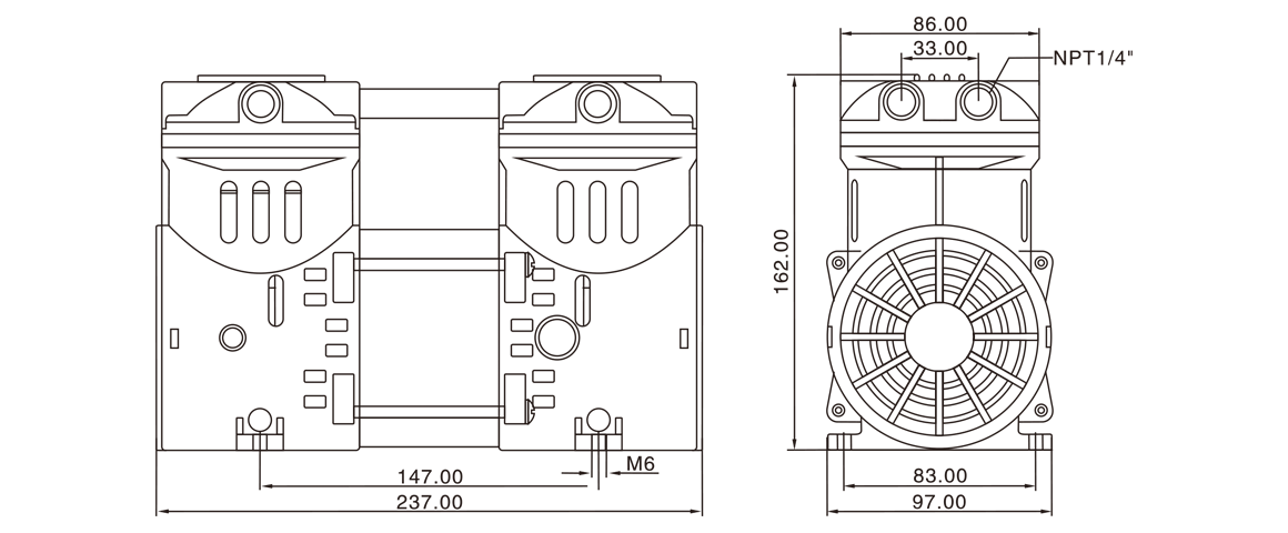 HP-550V活(huo)塞真(zhen)空泵(beng) 尺(chi)寸圖